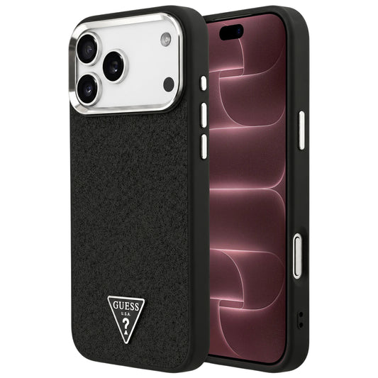 Capa Guess Glitter Triangle Logo MagSafe - iPhone 17 Pro Max / 18 Pro Max - Preto