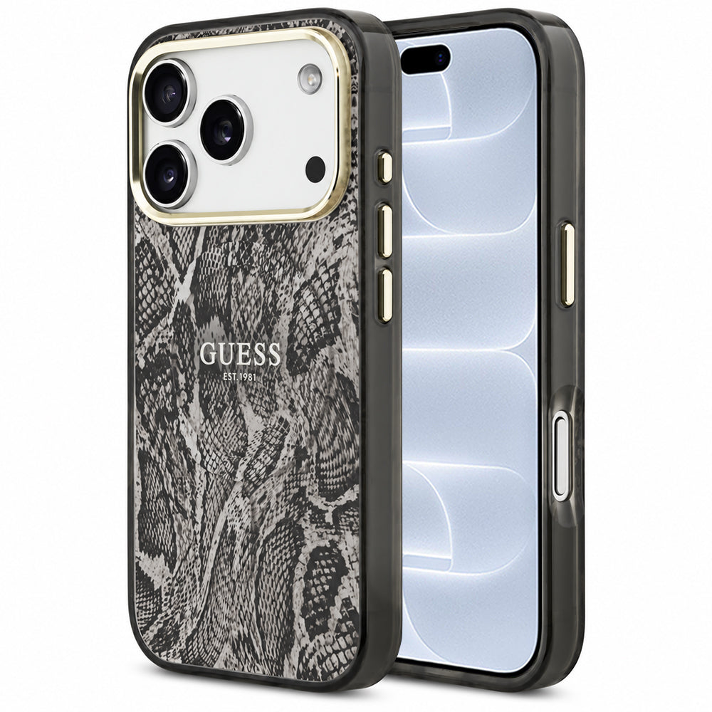 Capa Guess Python Pattern MagSafe - iPhone 17 Pro / 18 Pro - Preto