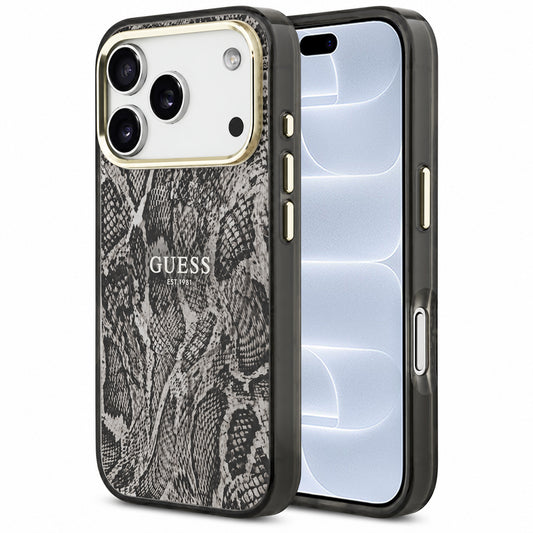 Capa Guess Python Pattern MagSafe - iPhone 17 Pro / 18 Pro - Preto