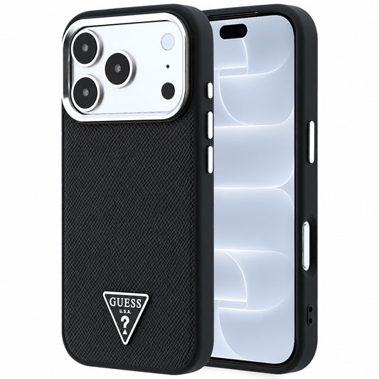 Capa Guess Grained Triangle Logo MagSafe - iPhone 17 Pro / 18 Pro - Preto