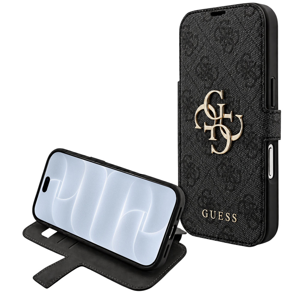 Capa Guess Book 4G Metal Logo - iPhone 17 Pro / 18 Pro - Preto