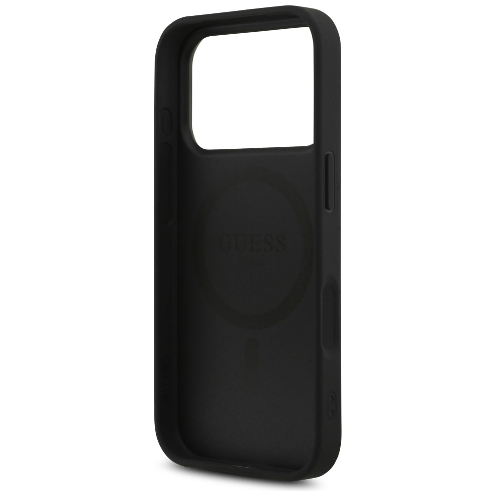 Capa Guess Leather 4G Triangle Strass MagSafe - iPhone 17 Pro Max / 18 Pro Max - Preto