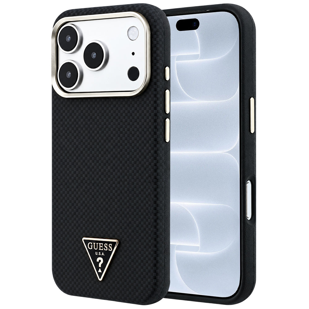 Capa Guess Kevlar Triangle Logo MagSafe - iPhone 17 Pro / 18 Pro - Preto