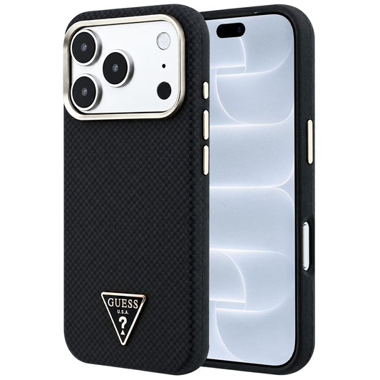 Capa Guess Kevlar Triangle Logo MagSafe - iPhone 17 Pro / 18 Pro - Preto
