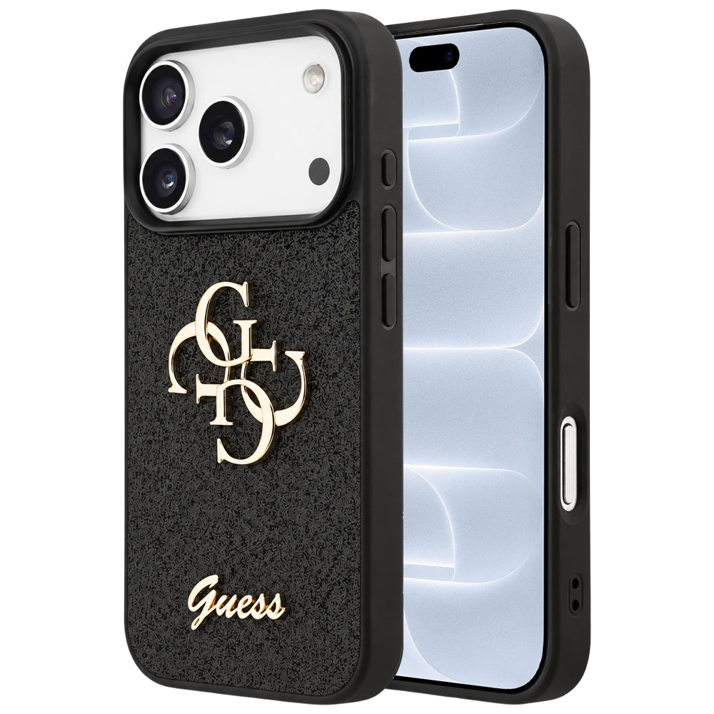 Capa Guess Fixed Glitter Big 4G - iPhone 17 Pro / 18 Pro - Preto
