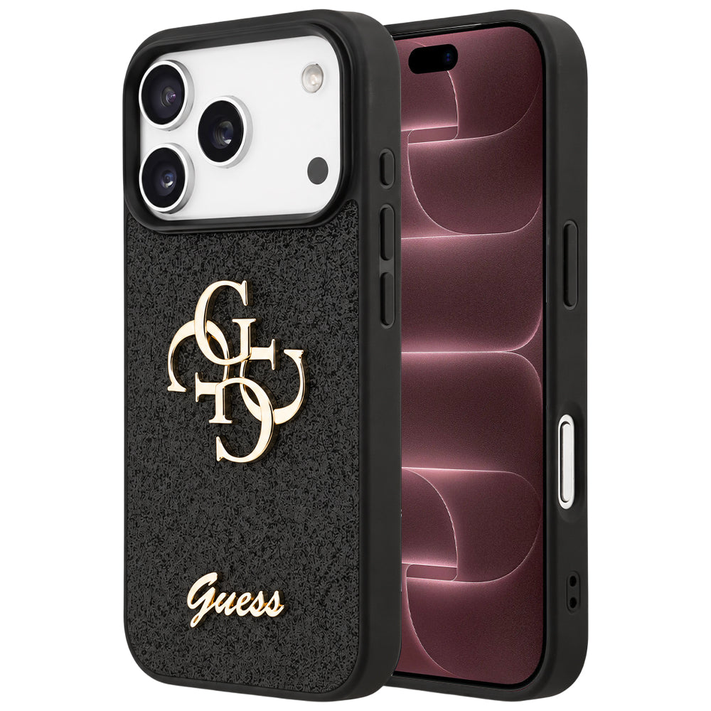 Capa Guess Fixed Glitter Big 4G - iPhone 17 Pro Max / 18 Pro Max - Preto