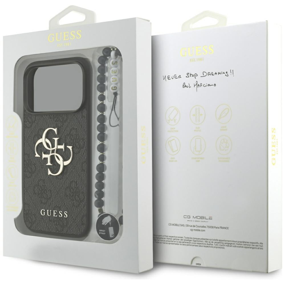 Capa Guess Hardcase 4G Classic Logo with Strap - iPhone 17 Pro / 18 Pro - Preto