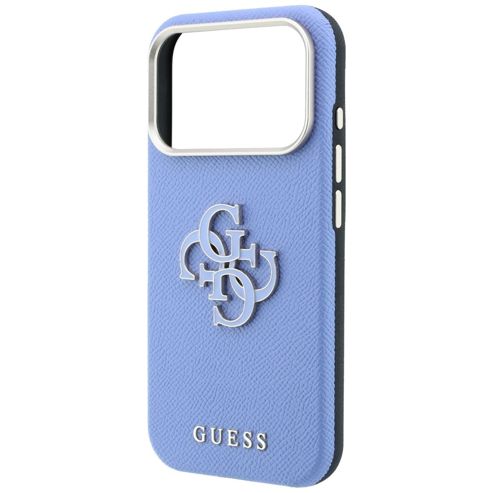 Capa Guess Grained Leather and Big Resin Logo - iPhone 17 Pro Max / 18 Pro Max - Azul-claro