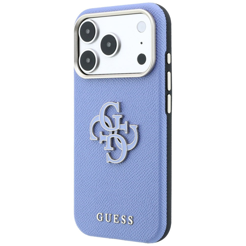 Capa Guess Grained Leather and Big Resin Logo - iPhone 17 Pro Max / 18 Pro Max - Azul-claro