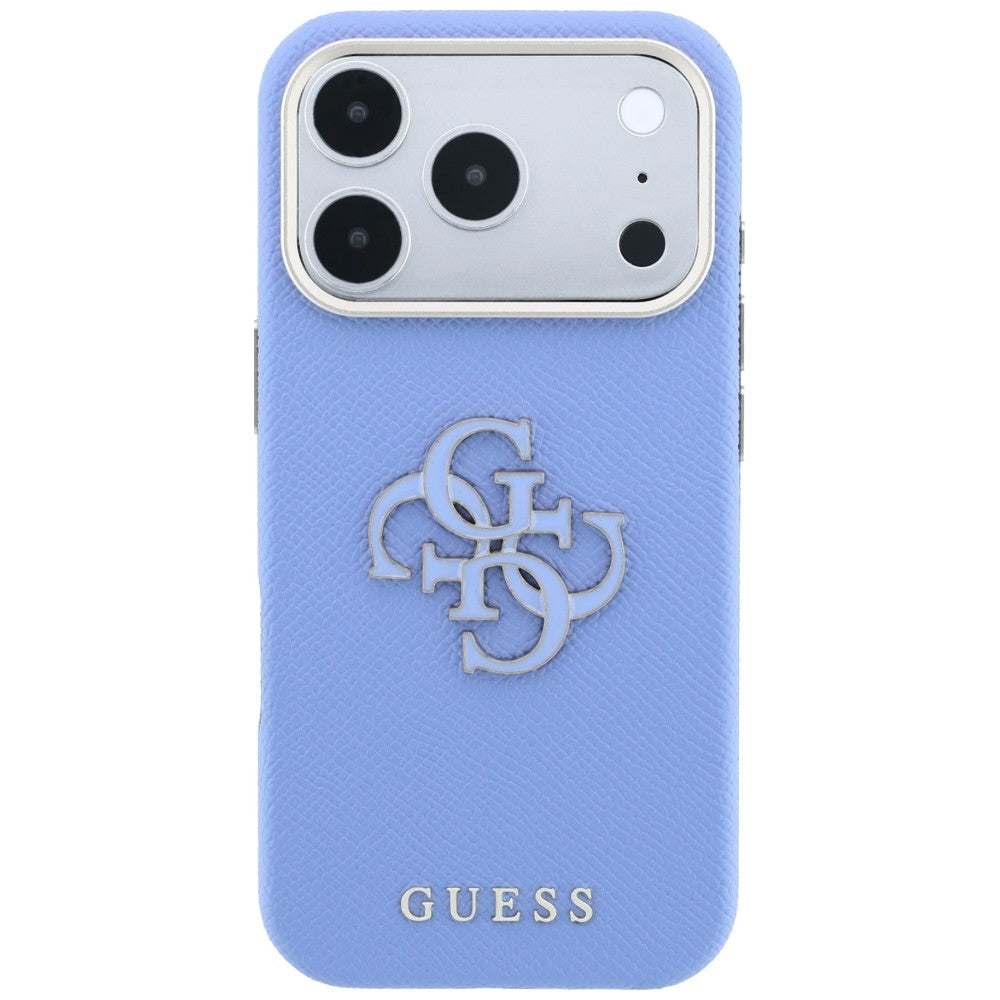 Capa Guess Grained Leather and Big Resin Logo - iPhone 17 Pro / 18 Pro - Azul-claro