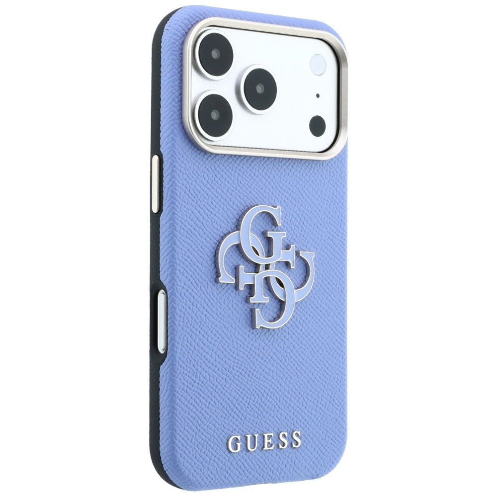 Capa Guess Grained Leather and Big Resin Logo - iPhone 17 Pro / 18 Pro - Azul-claro