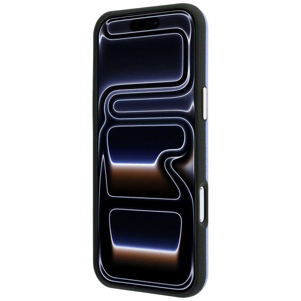 Capa Guess Grained Leather Round Strass Logo MagSafe - iPhone 17 Pro Max / 18 Pro Max - Azul-claro