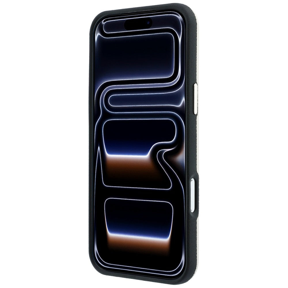Capa Guess Grained Leather Round Strass Logo MagSafe - iPhone 17 Pro / 18 Pro - Bege
