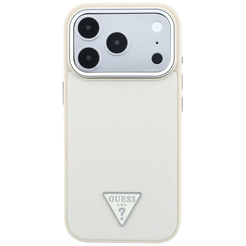 Capa Guess Grained Triangle Logo MagSafe - iPhone 17 Pro Max / 18 Pro Max - Bege