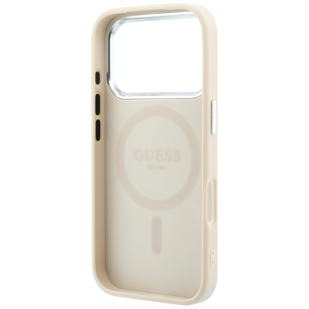 Capa Guess Grained Triangle Logo MagSafe - iPhone 17 Pro / 18 Pro - Bege