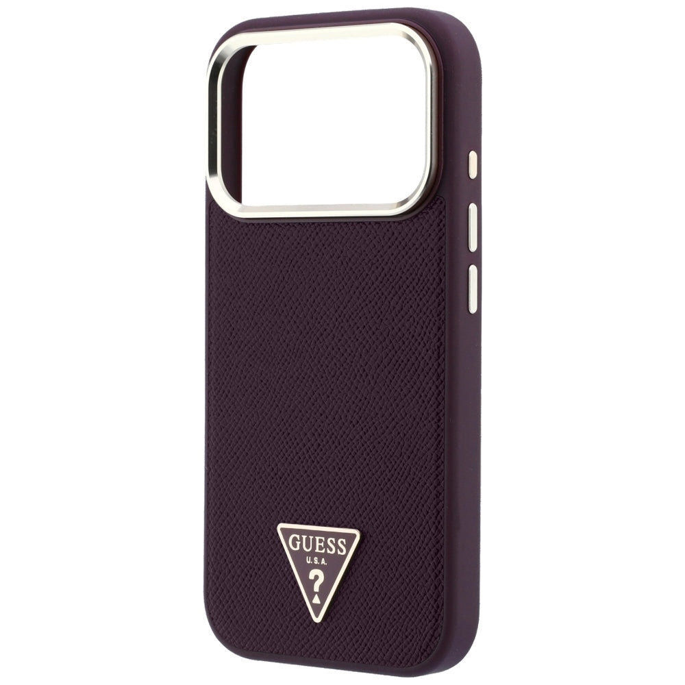 Capa Guess Grained Triangle Logo MagSafe - iPhone 17 Pro / 18 Pro - Bordeaux