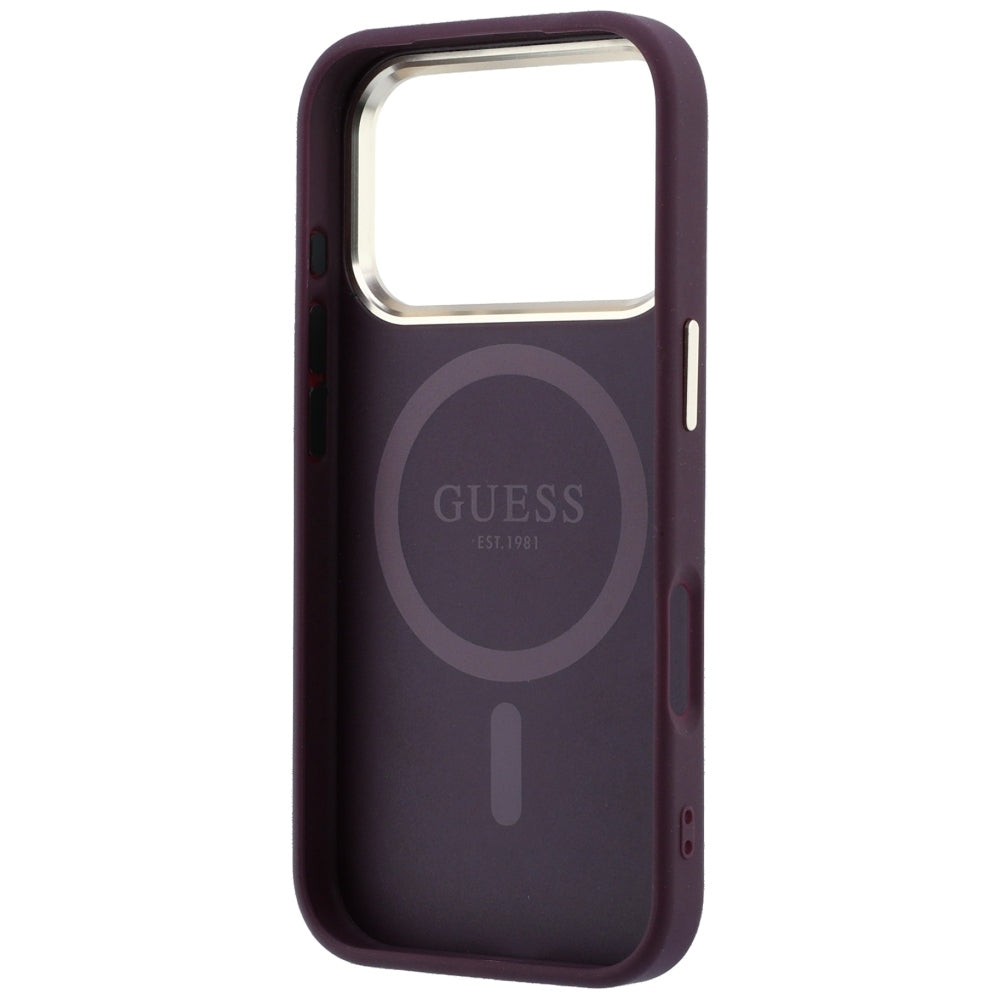 Capa Guess Grained Triangle Logo MagSafe - iPhone 17 Pro / 18 Pro - Bordeaux