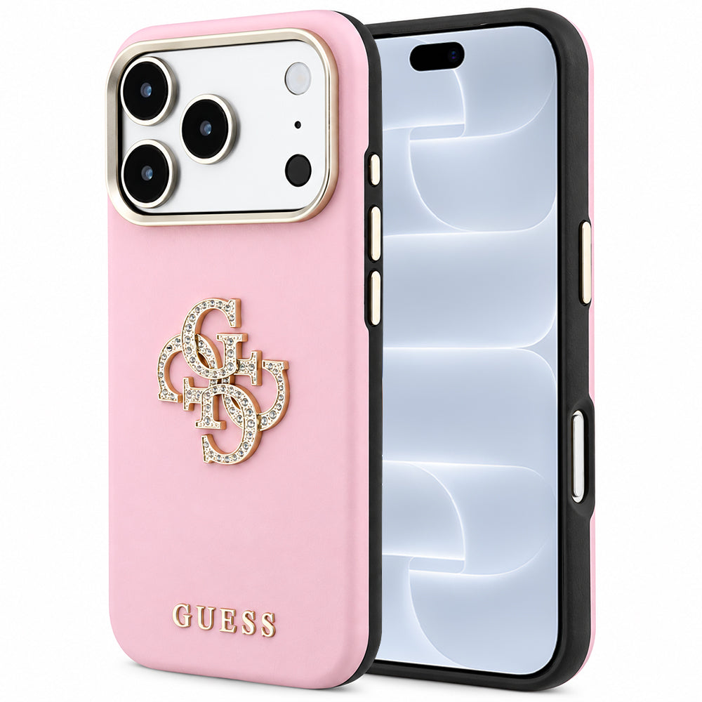 Capa Guess Smooth Big Strass Logo - iPhone 17 Pro / 18 Pro - Rosa