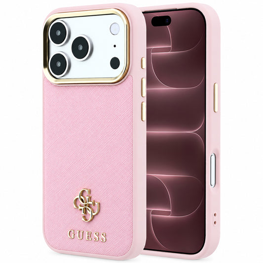 Capa Guess Saffiano Small 4G Classic MagSafe - iPhone 17 Pro Max / 18 Pro Max - Rosa
