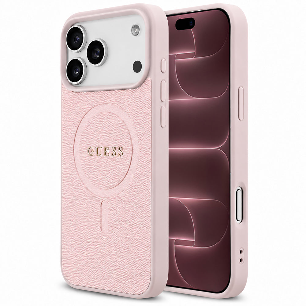 Capa Guess Saffiano MagSafe - iPhone 17 Pro Max / 18 Pro Max - Rosa