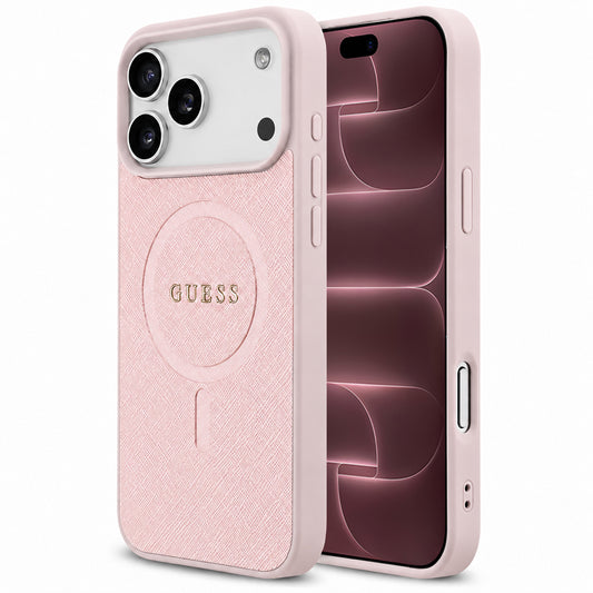 Capa Guess Saffiano MagSafe - iPhone 17 Pro Max / 18 Pro Max - Rosa