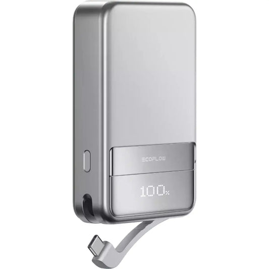 EcoFlow EF-RAPID10000-EU - Powerbank c/ carregamento Qi Wireless magnétigo (MagSafe) 10000mAh USB-C PD 65W - prateado
