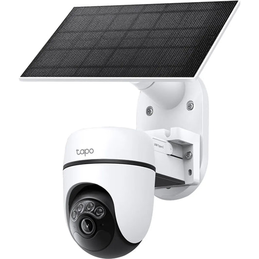TP-Link Tapo TC90 KIT - Câmara de vigilância IP (WiFi) motorizada Pan/Tilt 2K 3MP 4mm IR 10m c/ bateria + painel solar