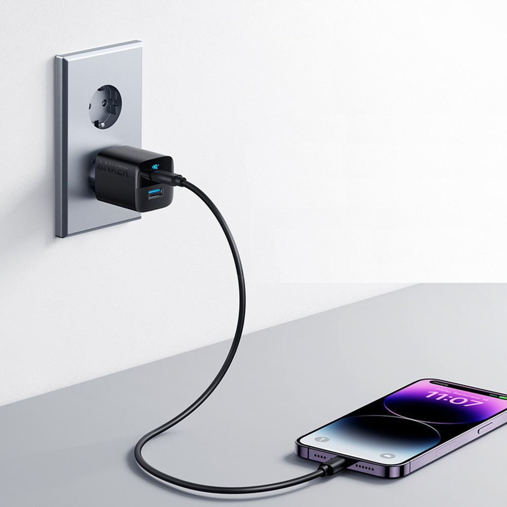 Anker 323 - Carregador de Parede USB-C + USB-A 33W, Carregamento Rápido - Preto
