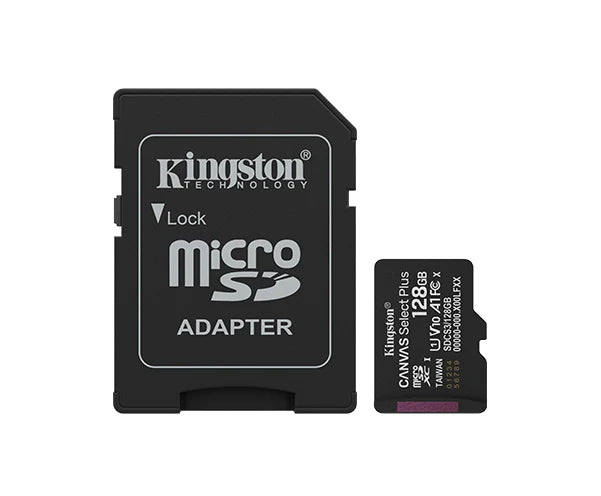 Kingston 128GB Canvas Select Plus MicroSD Memory Card 100R A1 C10 Card With Adapter Black SKU