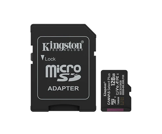 Kingston 128GB Canvas Select Plus MicroSD Memory Card 100R A1 C10 Card With Adapter Black SKU