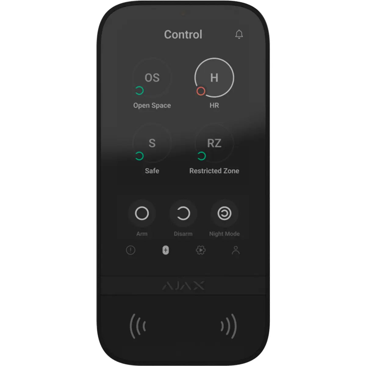 Teclado sem fios com ecrã tátil e leitor RFID para controlar um sistema Ajax - preto