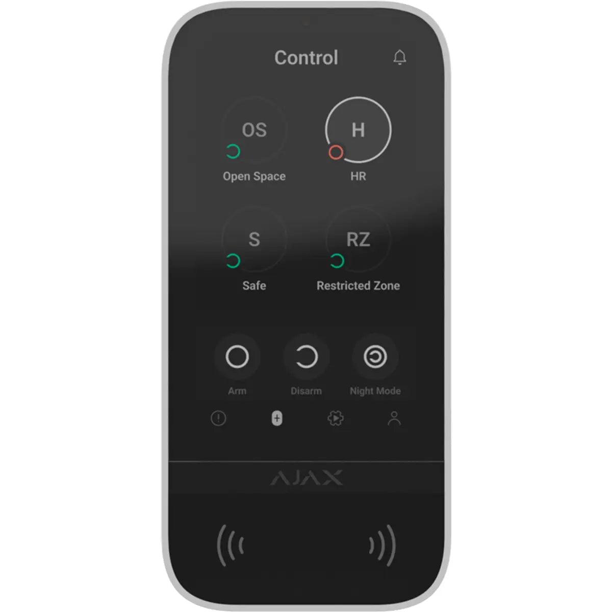 Teclado sem fios com ecrã tátil e leitor RFID para controlar um sistema Ajax - branco